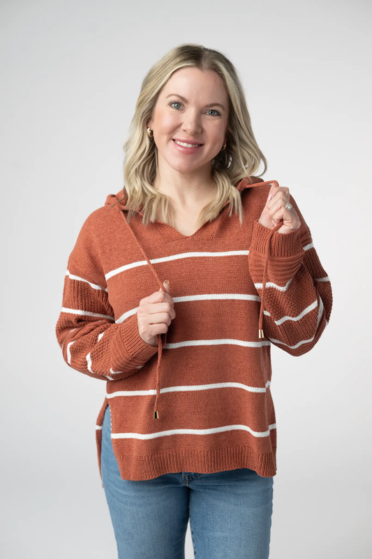 Maddie Striped Hoodie - Pumpkin Spice by Michelle Mae