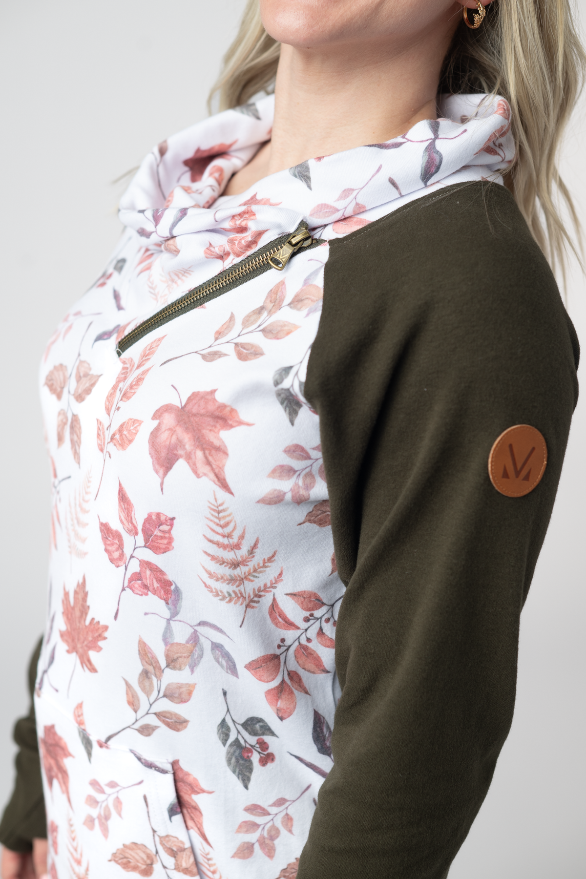 IN STOCK Classic Zoey ZipCowl Sweatshirt - Autumn Leaves and Olive by Michelle Mae