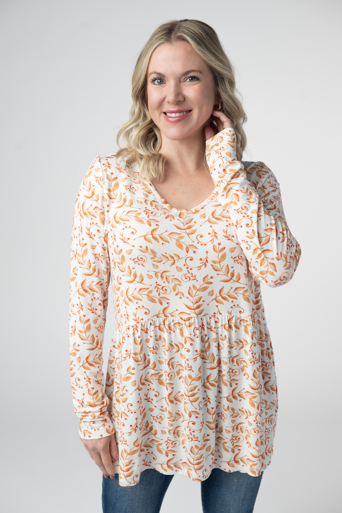 IN STOCK Long Sleeve Sarah Ruffle Top - Autumn Vines by Michelle Mae