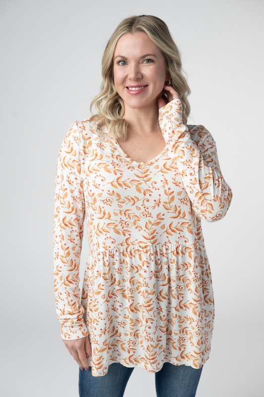 IN STOCK Long Sleeve Sarah Ruffle Top - Autumn Vines by Michelle Mae