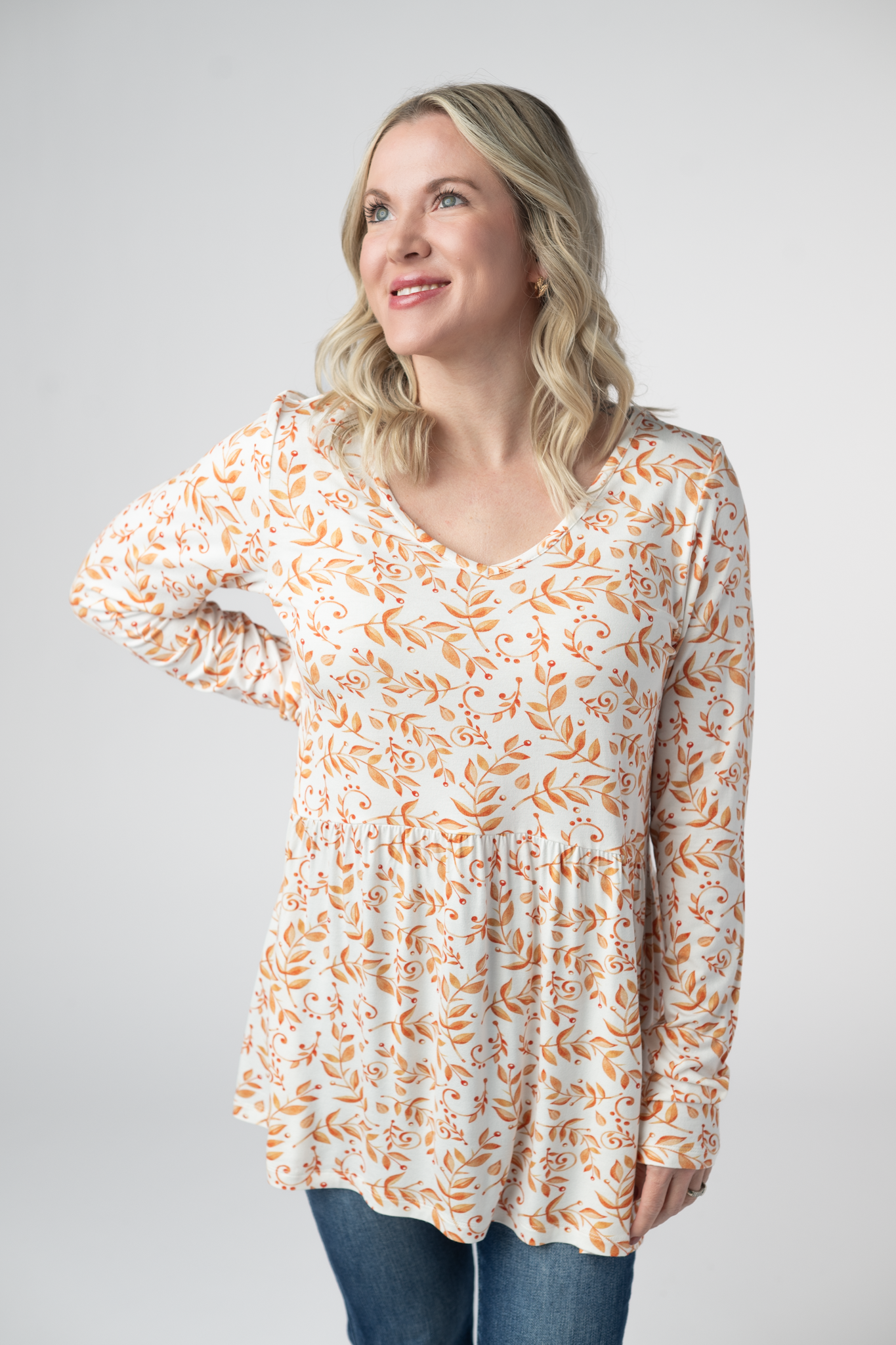IN STOCK Long Sleeve Sarah Ruffle Top - Autumn Vines by Michelle Mae