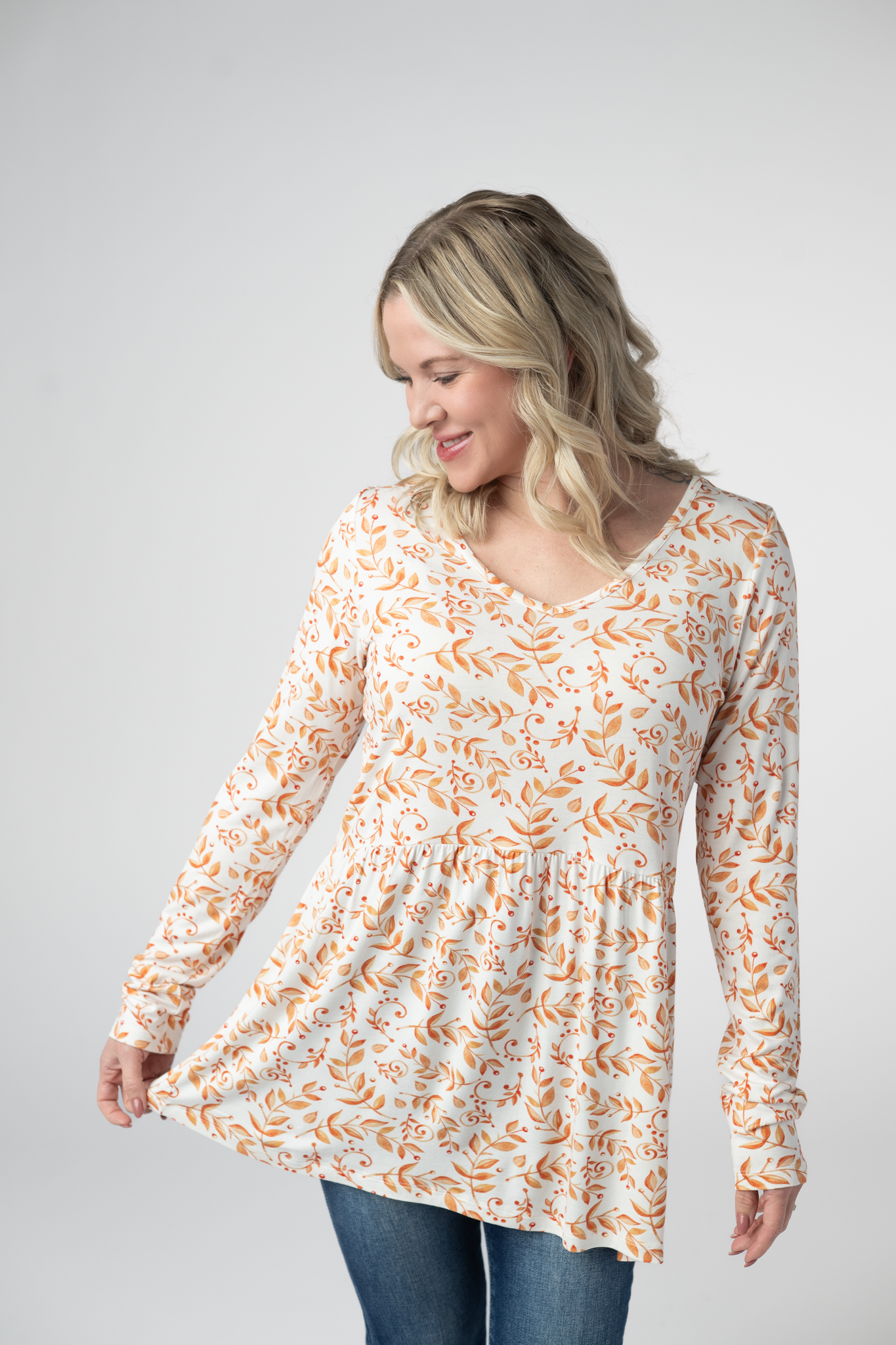 IN STOCK Long Sleeve Sarah Ruffle Top - Autumn Vines by Michelle Mae