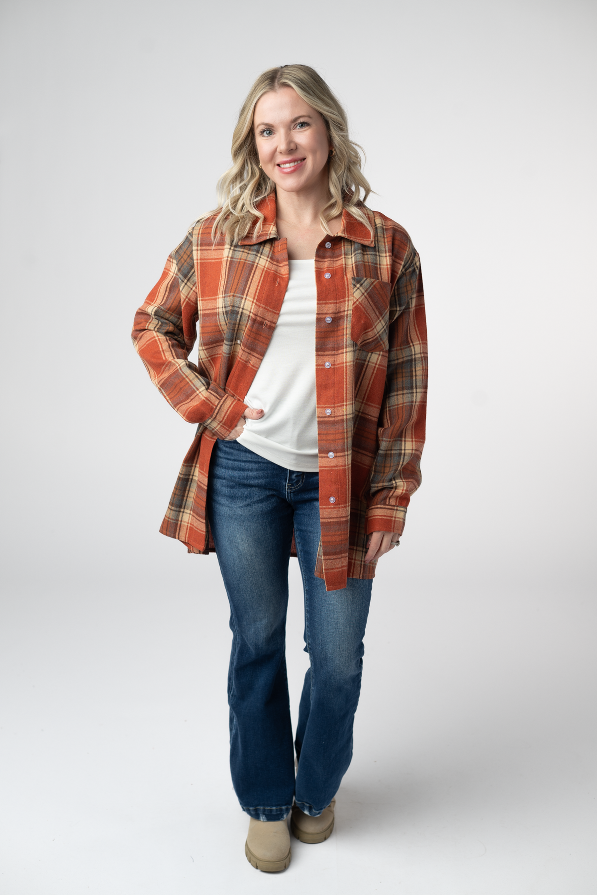 IN STOCK Tunic Plaid Top - Pumpkin Plaid by Michelle Mae