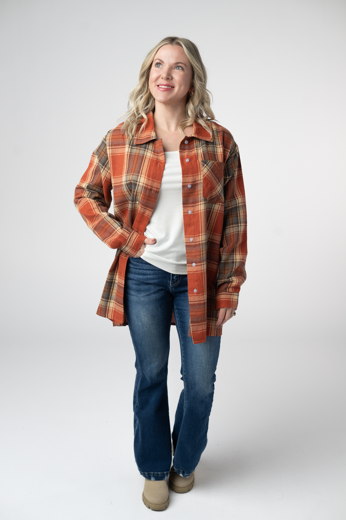 IN STOCK Tunic Plaid Top - Pumpkin Plaid by Michelle Mae