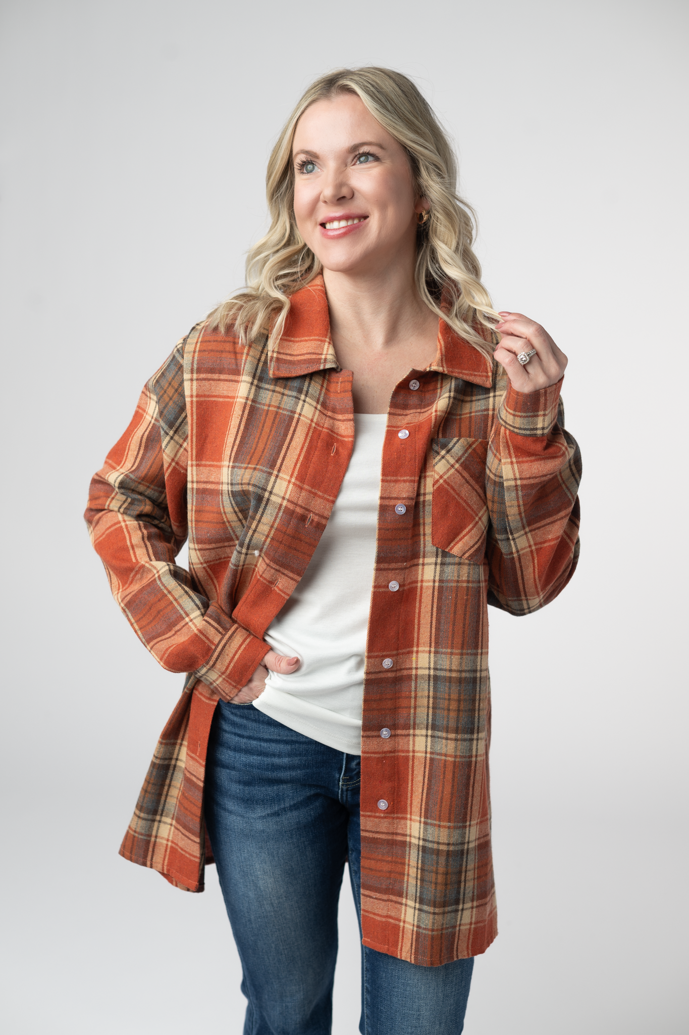 IN STOCK Tunic Plaid Top - Pumpkin Plaid by Michelle Mae