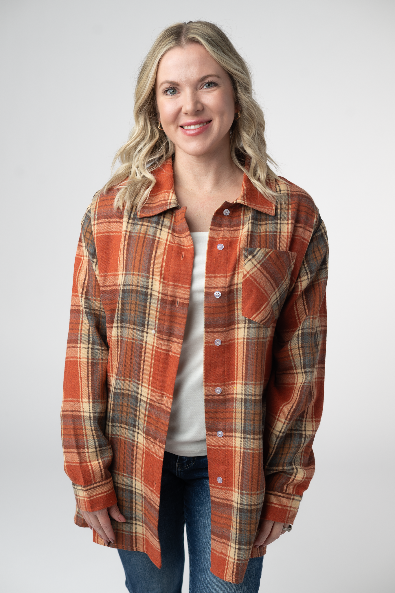 IN STOCK Tunic Plaid Top - Pumpkin Plaid by Michelle Mae