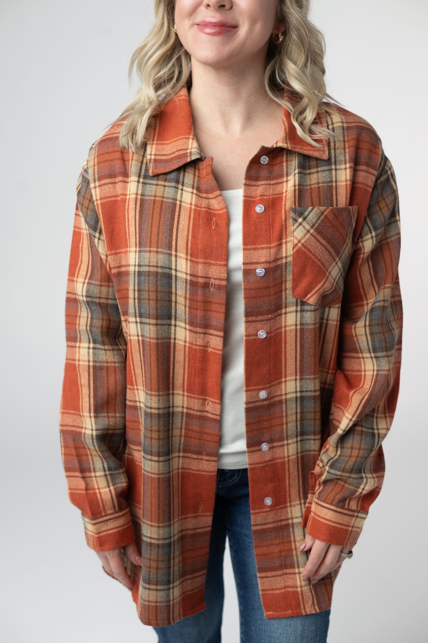IN STOCK Tunic Plaid Top - Pumpkin Plaid by Michelle Mae