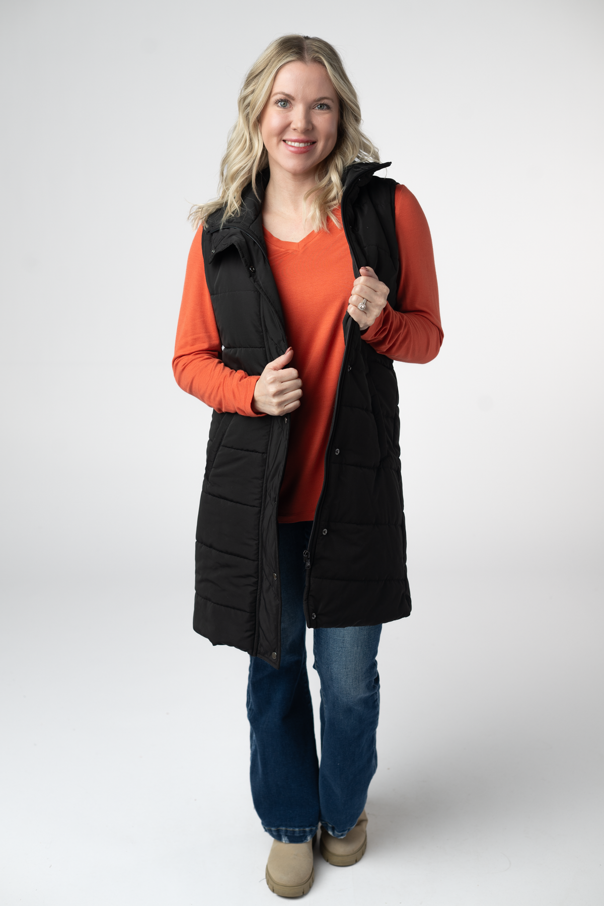 IN STOCK Harlow Long Vest - Black by Michelle Mae