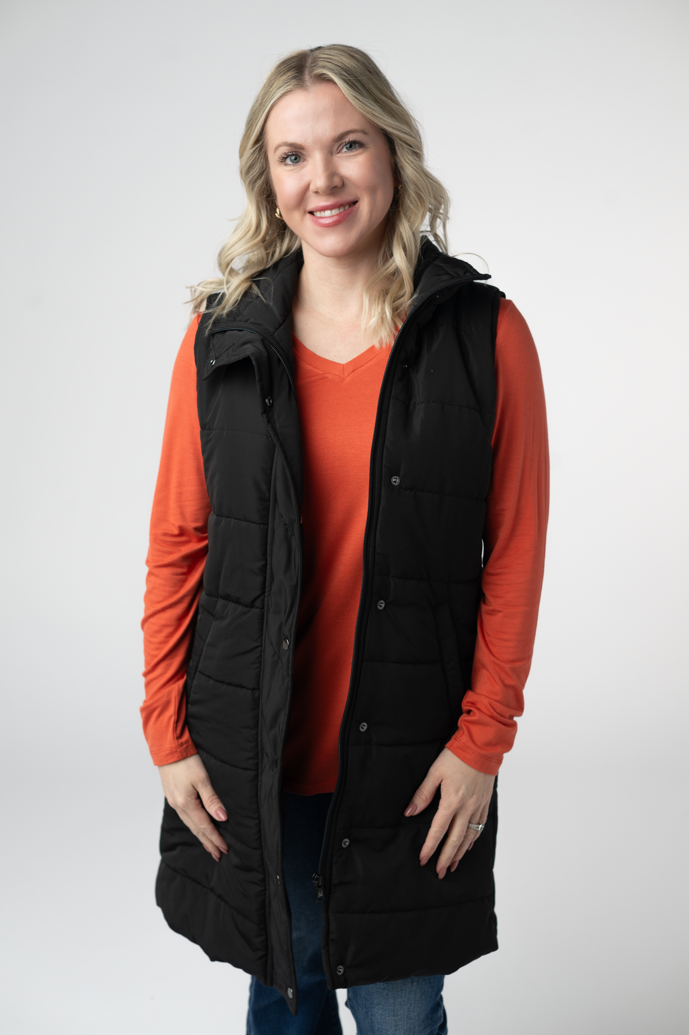 IN STOCK Harlow Long Vest - Black by Michelle Mae