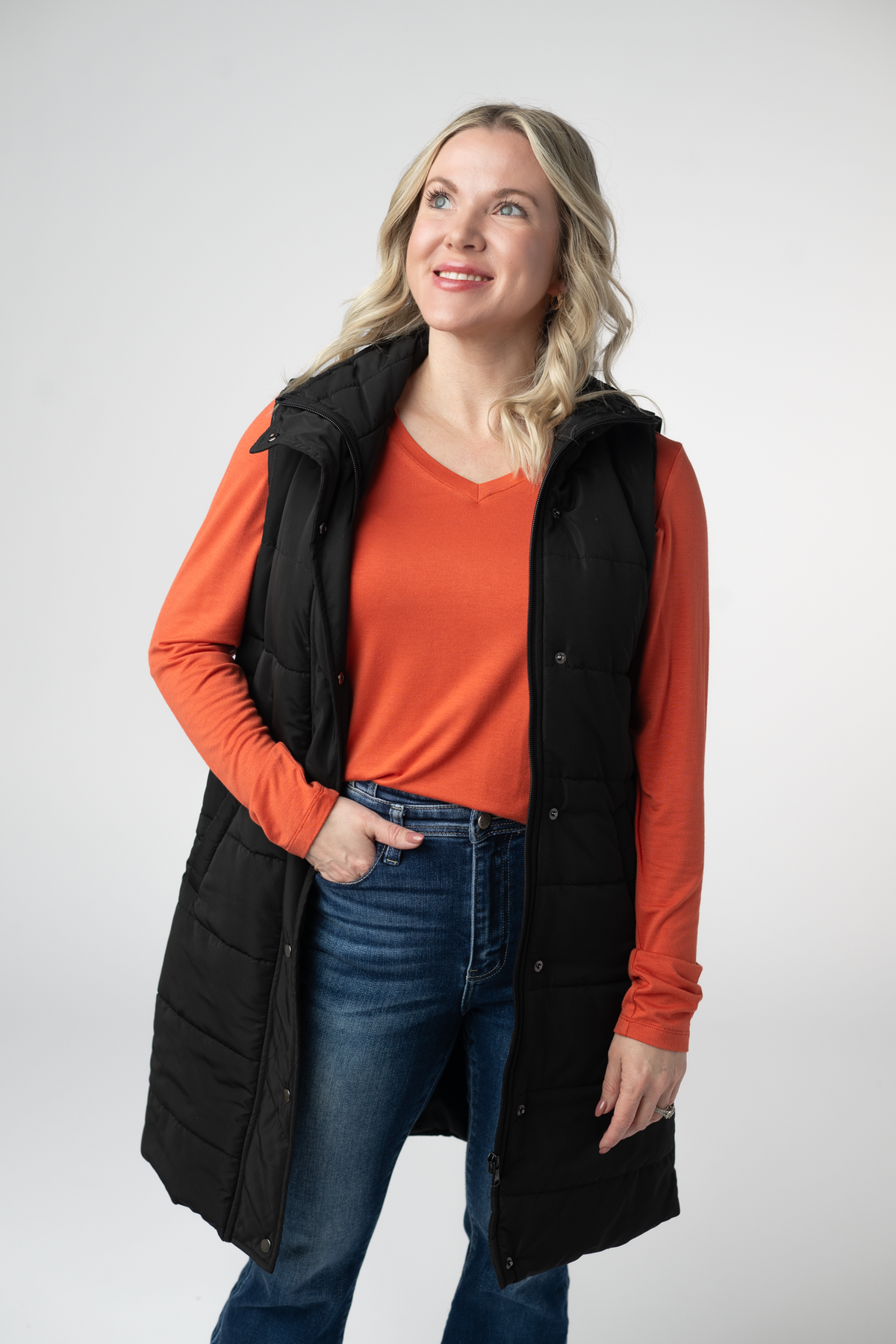IN STOCK Harlow Long Vest - Black by Michelle Mae