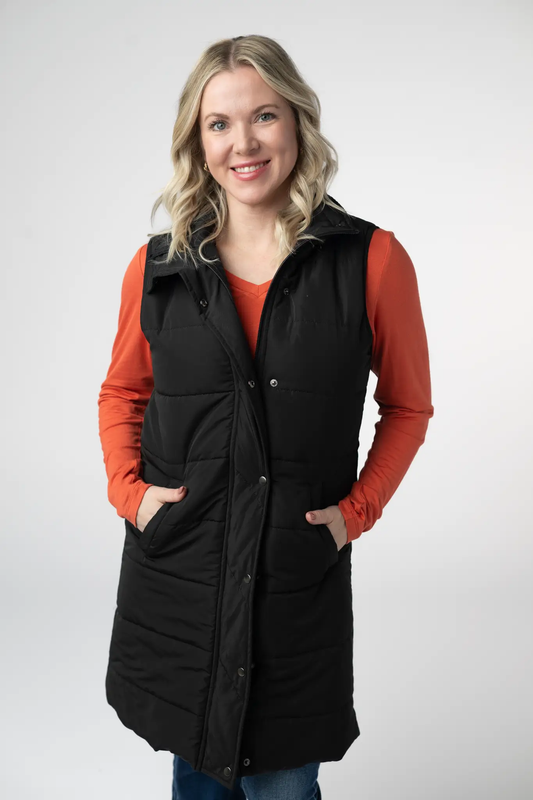 Harlow Long Vest - Black by Michelle Mae