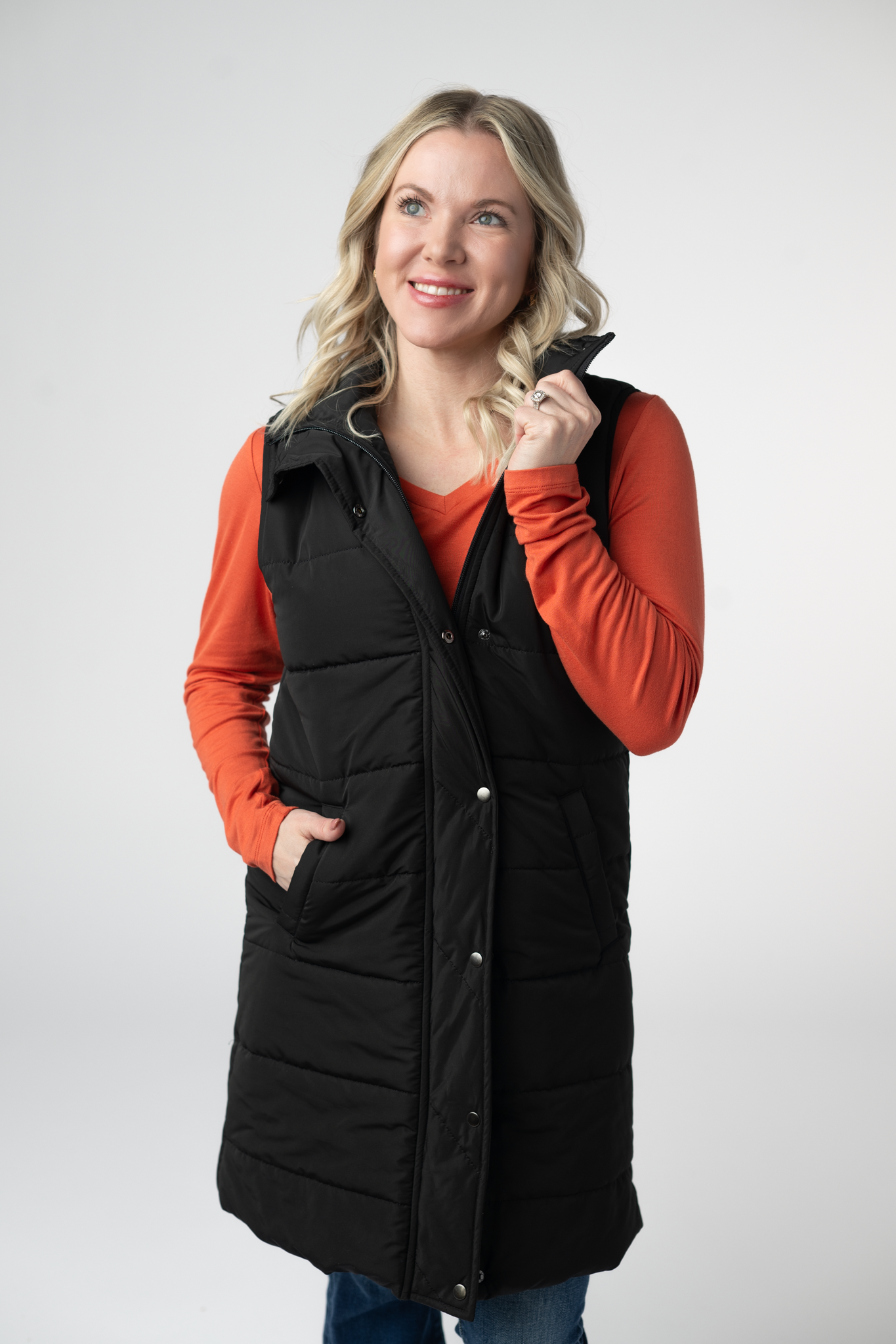 IN STOCK Harlow Long Vest - Black by Michelle Mae