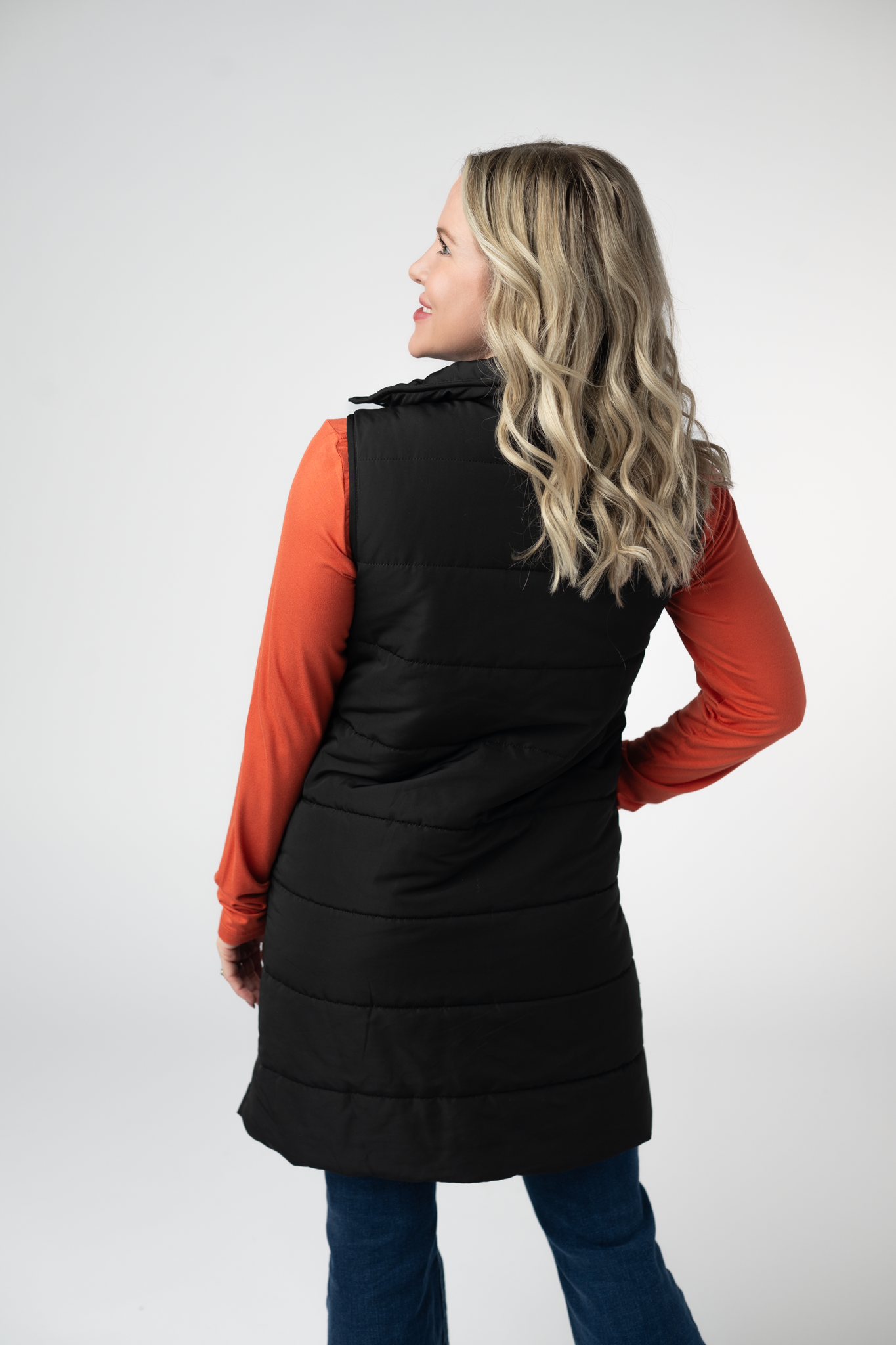 IN STOCK Harlow Long Vest - Black by Michelle Mae