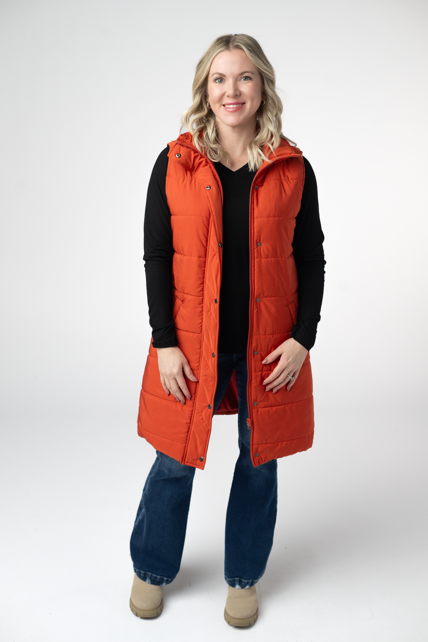 IN STOCK Harlow Long Vest - Pumpkin by Michelle Mae