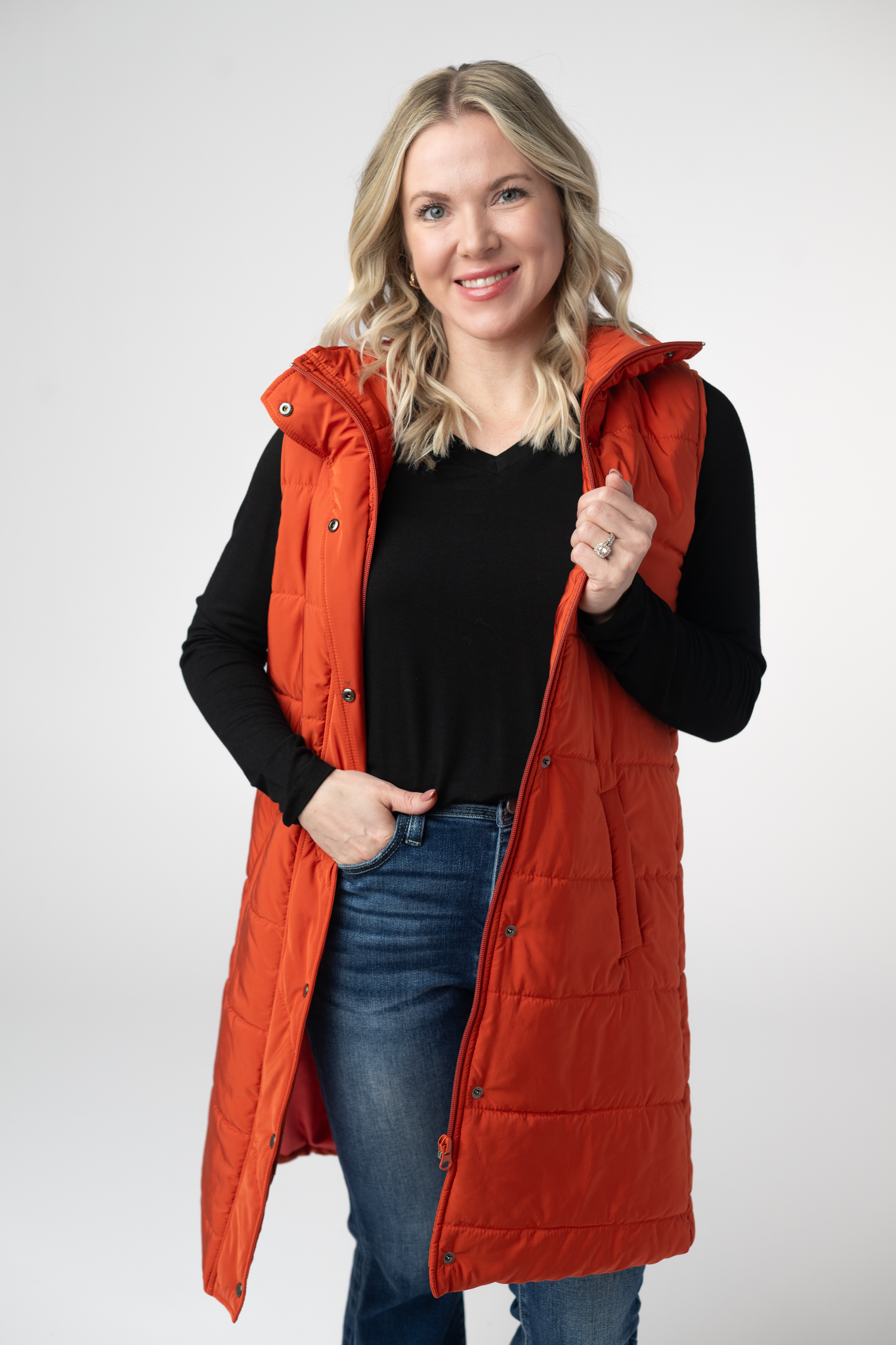 Harlow Long Vest - Pumpkin by Michelle Mae