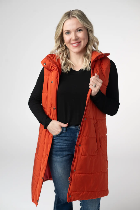 Harlow Long Vest - Pumpkin by Michelle Mae