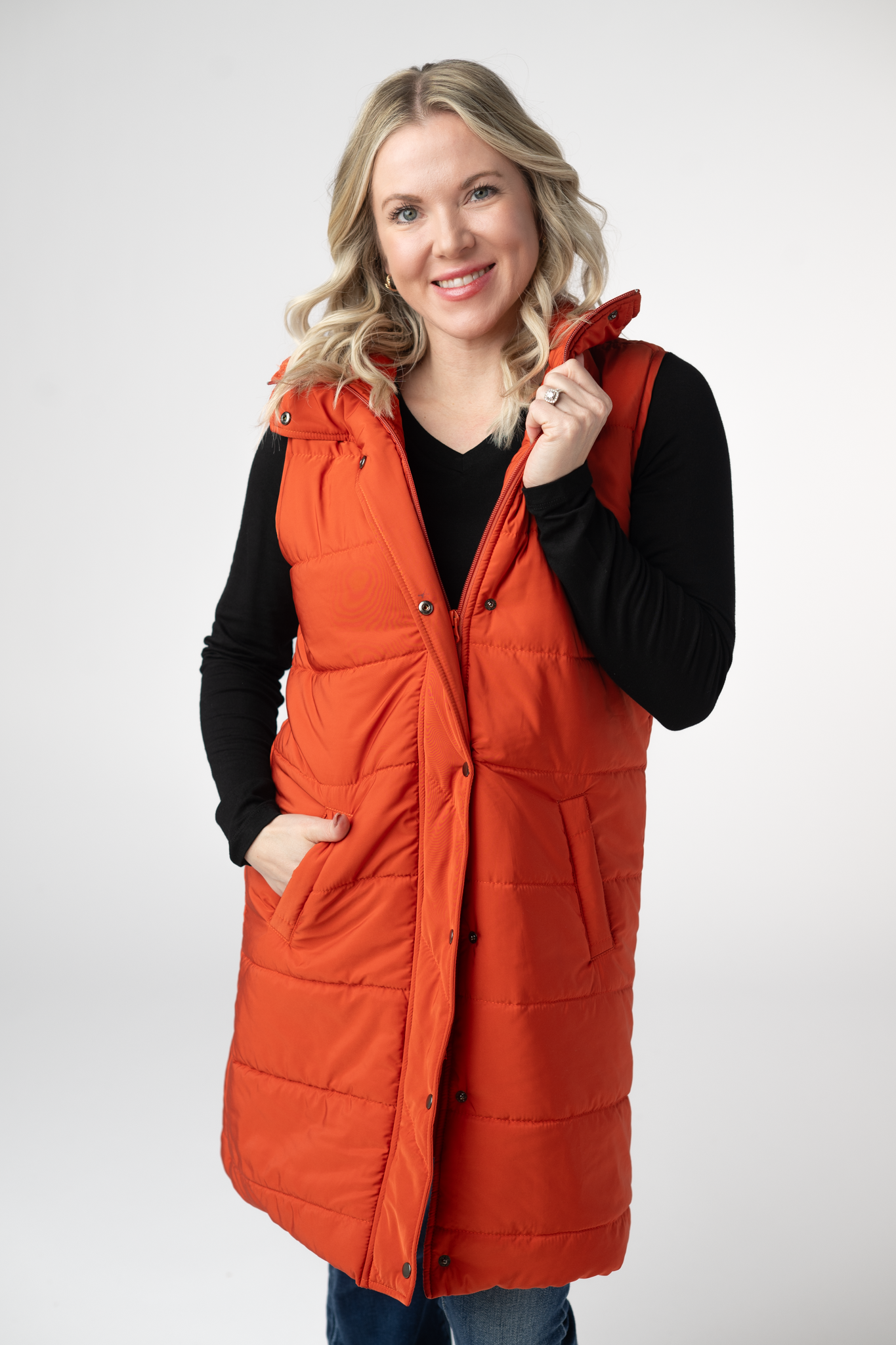 IN STOCK Harlow Long Vest - Pumpkin by Michelle Mae