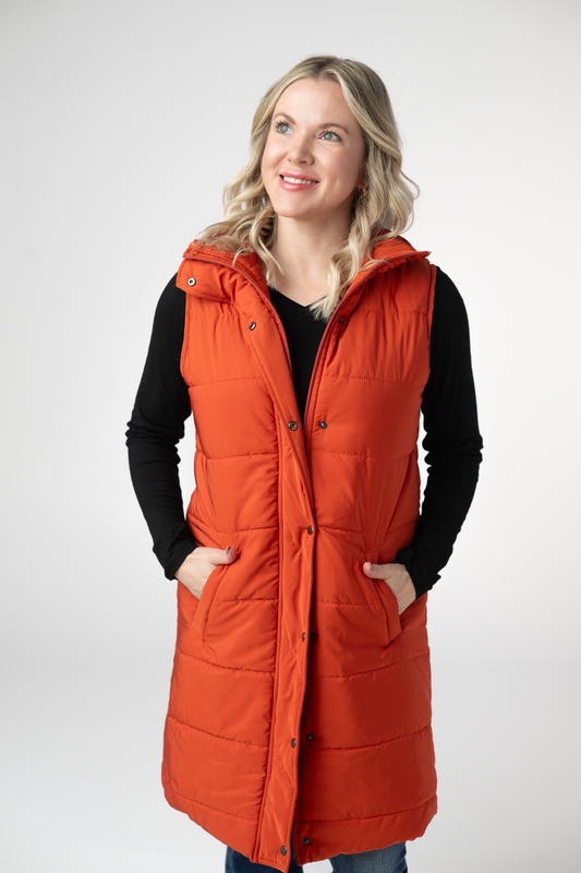 IN STOCK Harlow Long Vest - Pumpkin by Michelle Mae