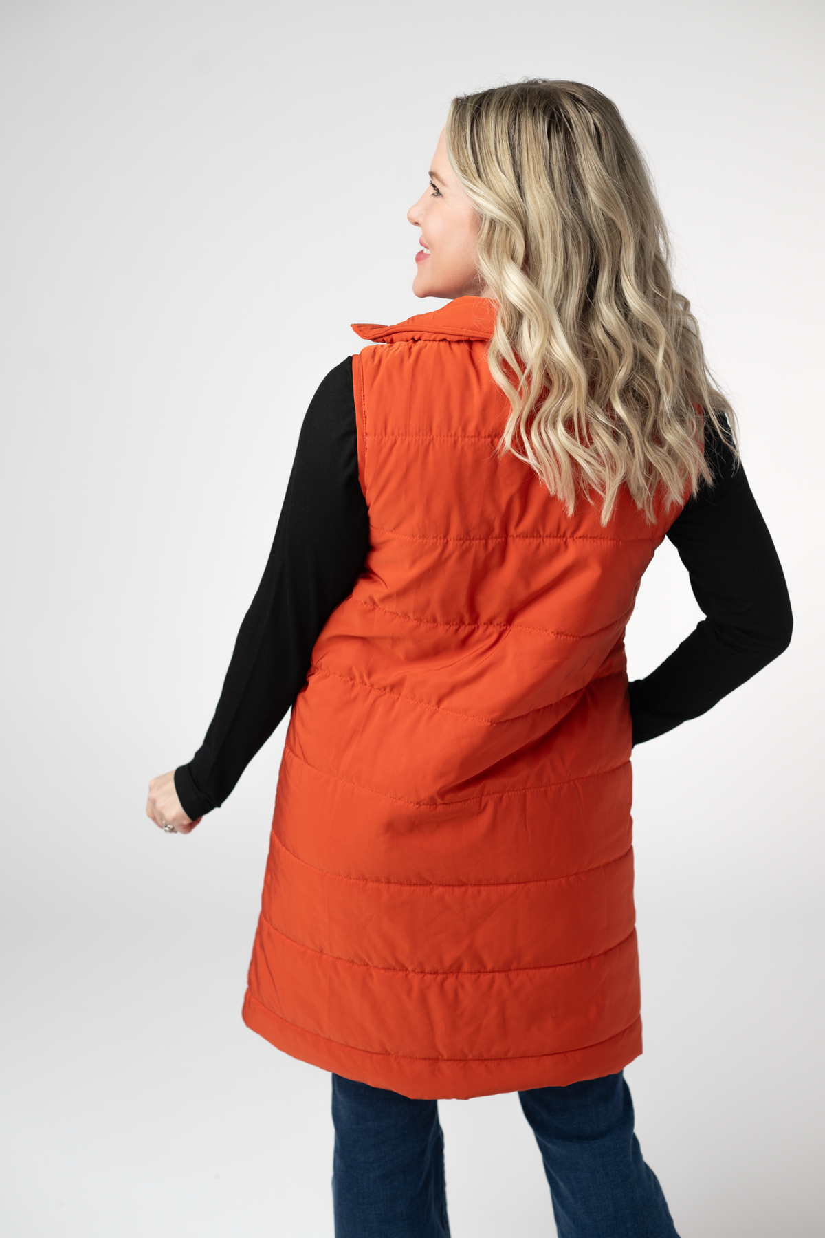 IN STOCK Harlow Long Vest - Pumpkin by Michelle Mae