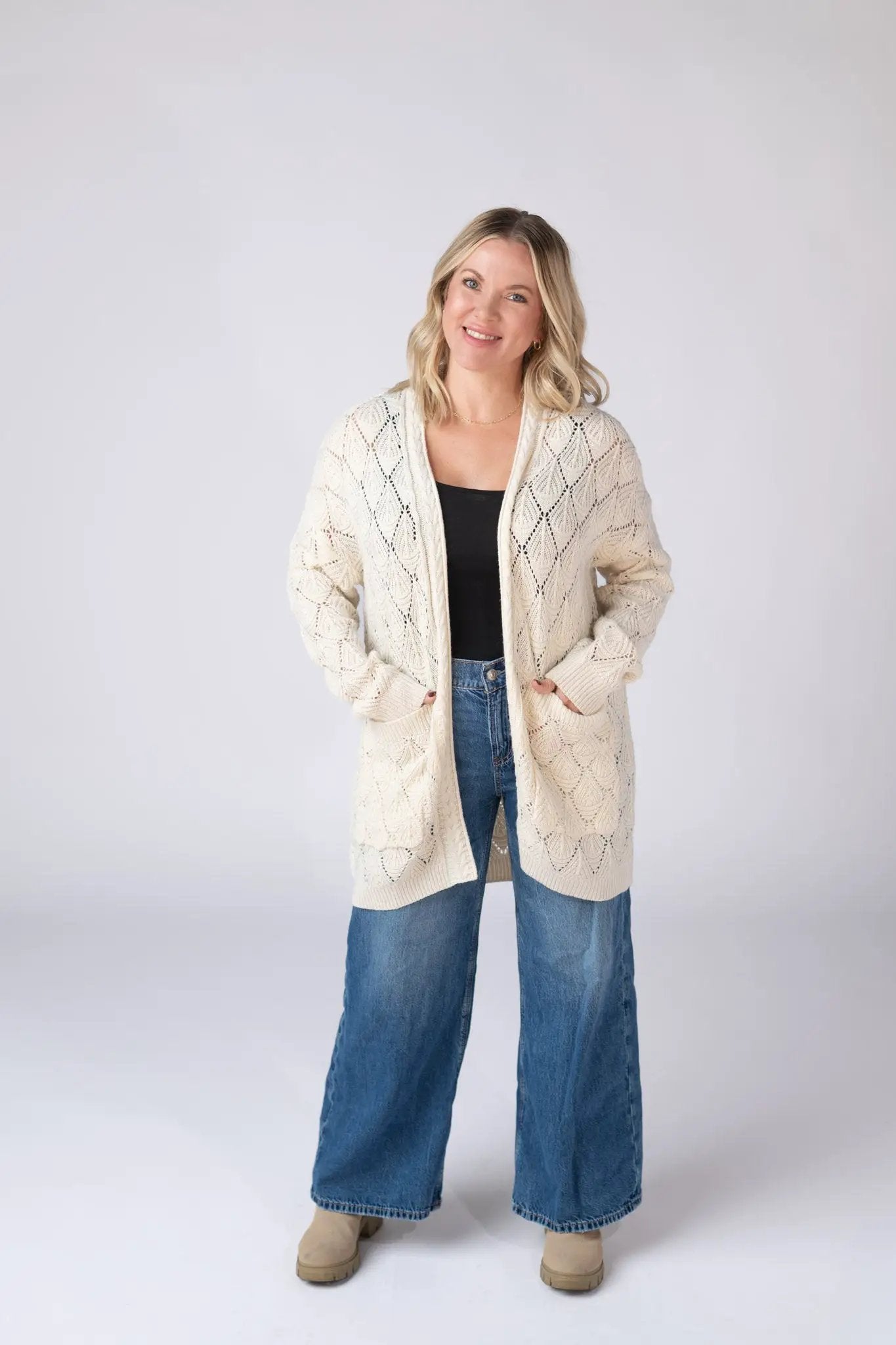 IN STOCK Open Knit Cardigan - Ivory by Michelle Mae