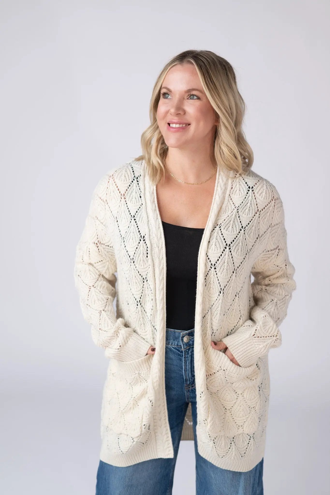 IN STOCK Open Knit Cardigan - Ivory by Michelle Mae