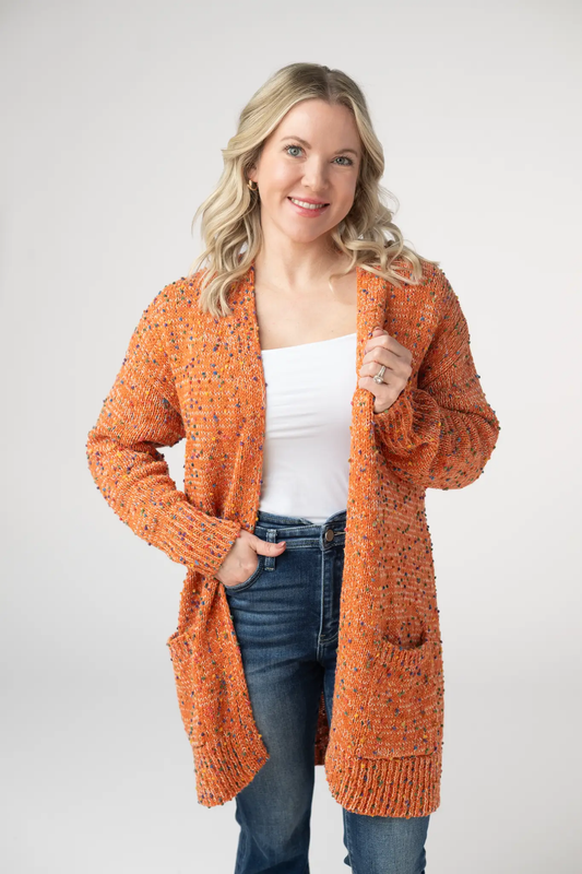 Carly Confetti Dot Cardigan - Pumpkin by Michelle Mae