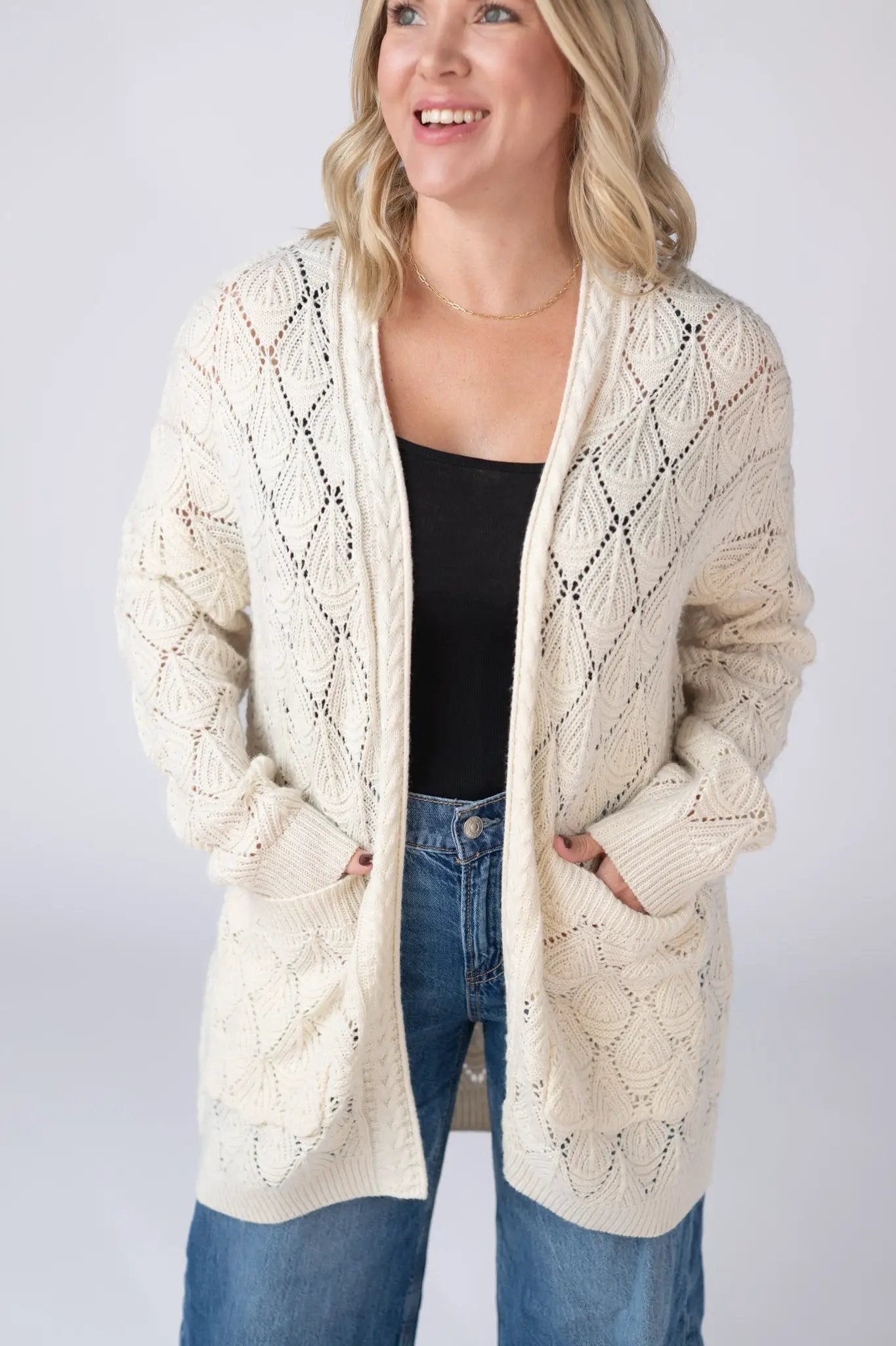 IN STOCK Open Knit Cardigan - Ivory by Michelle Mae