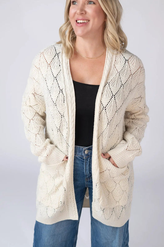 Open Knit Cardigan - Ivory by Michelle Mae