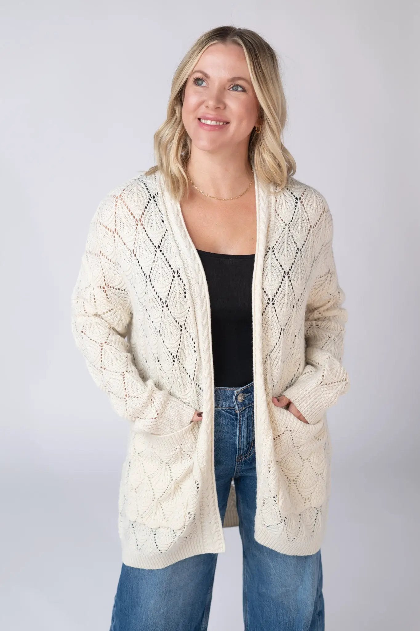 IN STOCK Open Knit Cardigan - Ivory by Michelle Mae