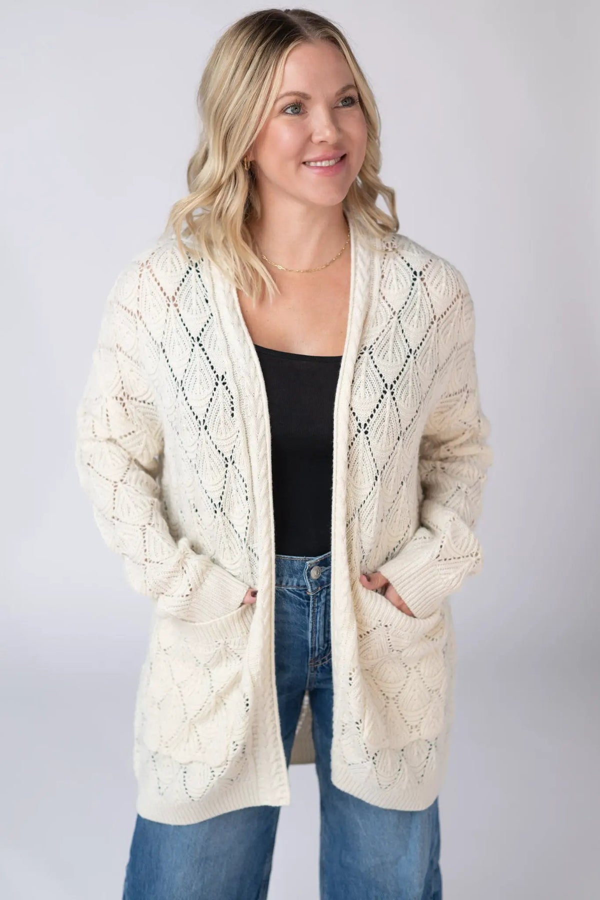 IN STOCK Open Knit Cardigan - Ivory by Michelle Mae