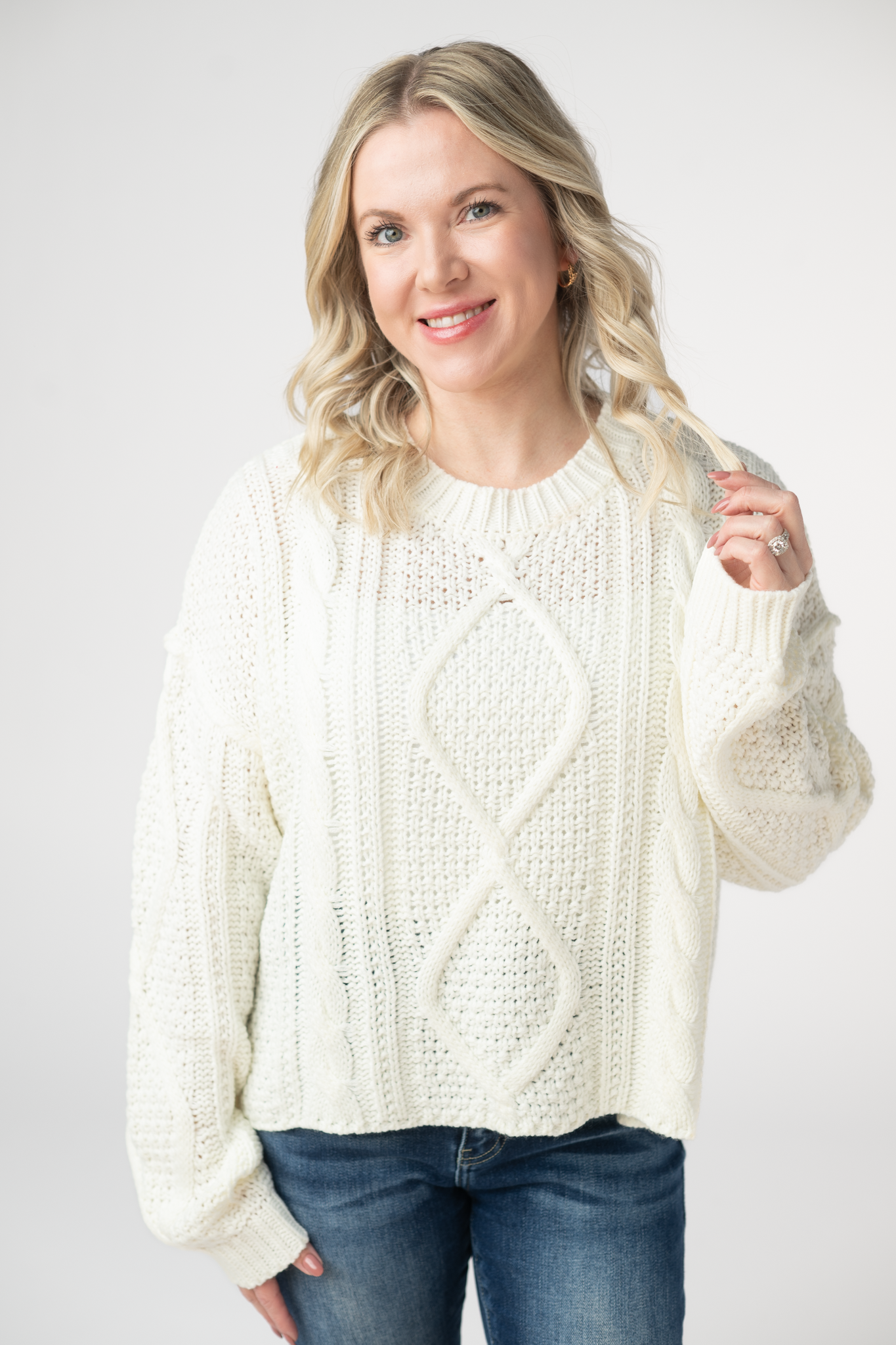 IN STOCK Cable Knit Sweater - Ivory by Michelle Mae
