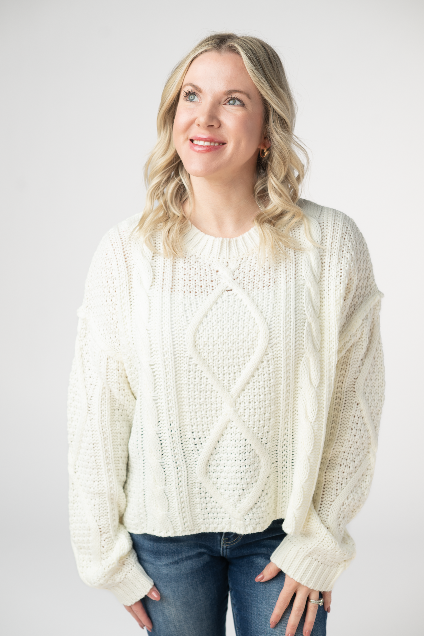 IN STOCK Cable Knit Sweater - Ivory by Michelle Mae