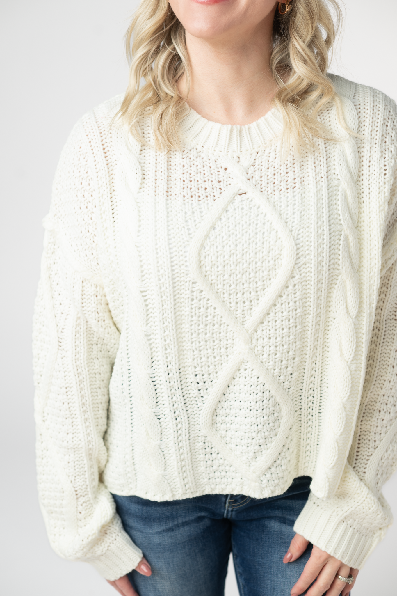 IN STOCK Cable Knit Sweater - Ivory by Michelle Mae