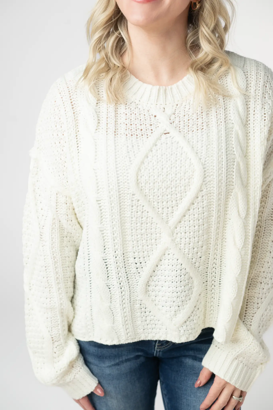 Cable Knit Sweater - Ivory by Michelle Mae
