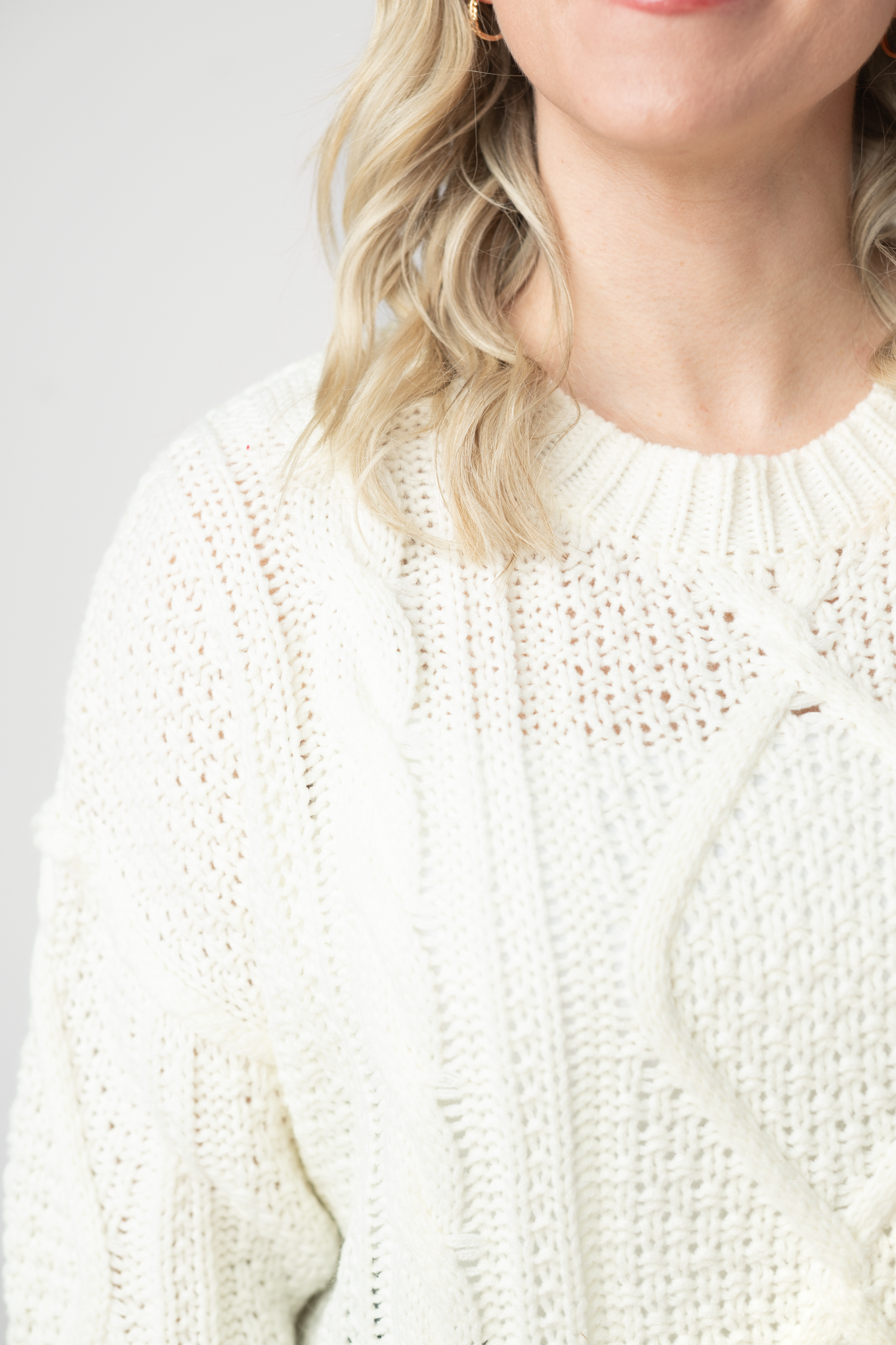 IN STOCK Cable Knit Sweater - Ivory by Michelle Mae