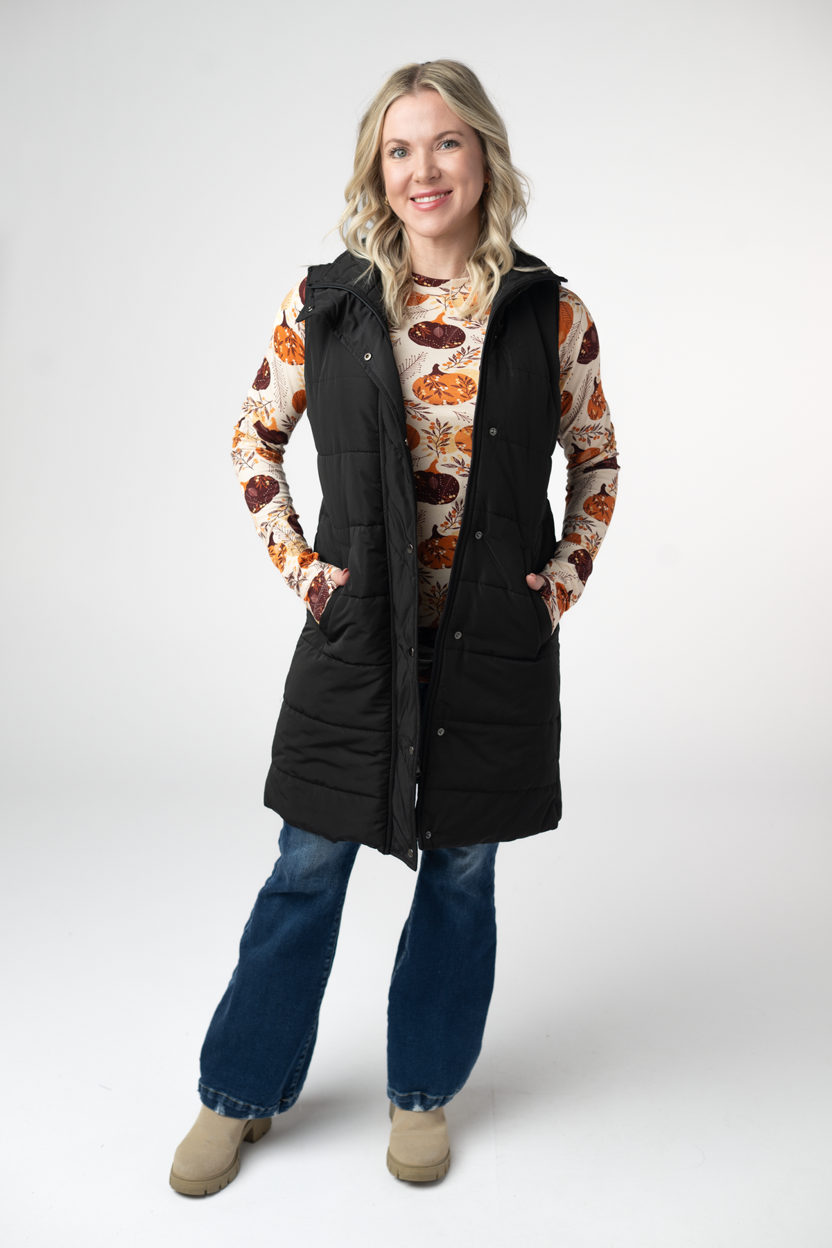IN STOCK Harlow Long Vest - Black by Michelle Mae