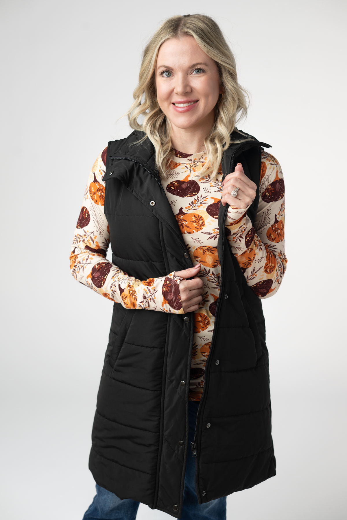 IN STOCK Harlow Long Vest - Black by Michelle Mae