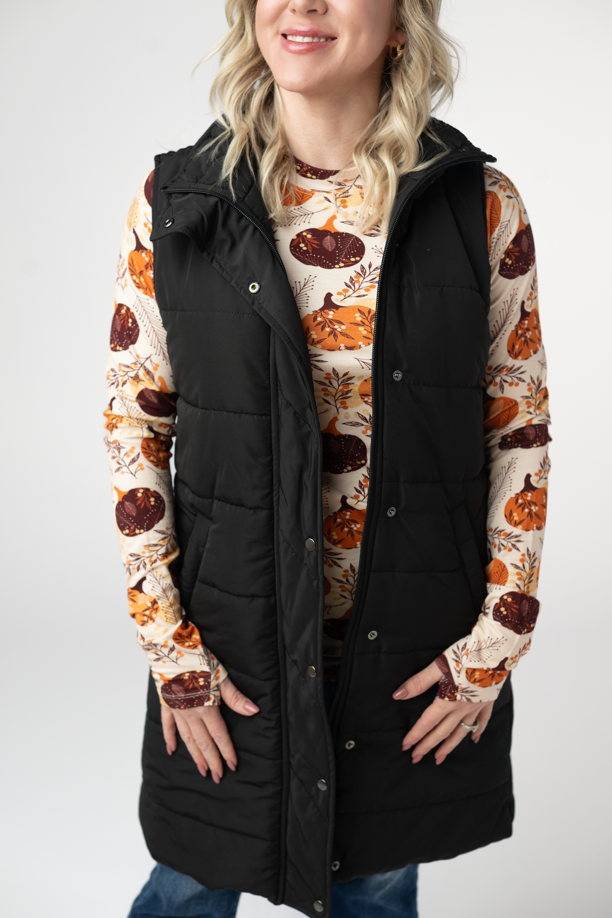 IN STOCK Harlow Long Vest - Black by Michelle Mae