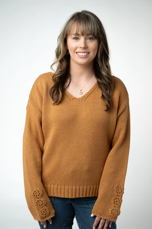 Crochet Sleeve Top - Camel by Michelle Mae