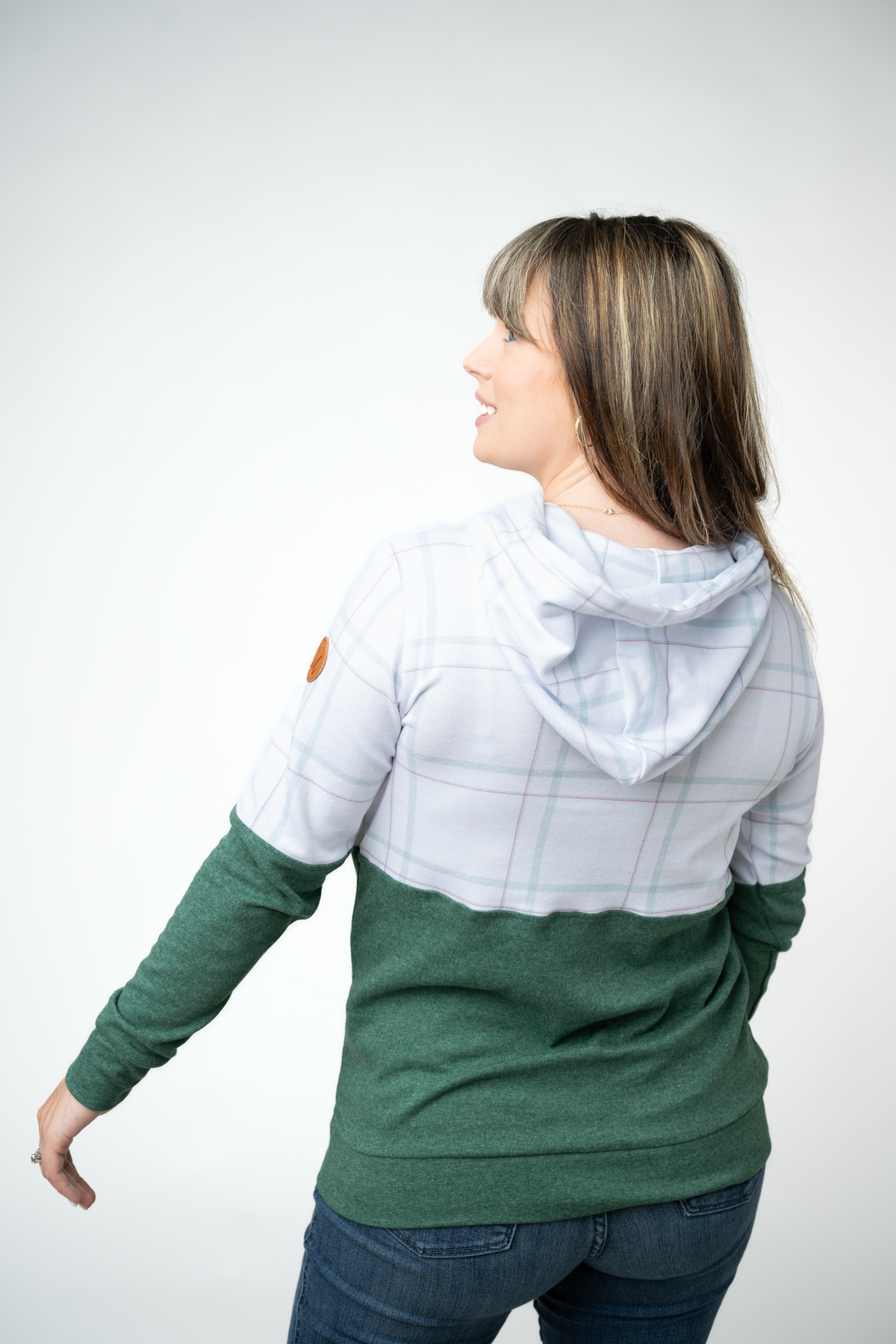 IN STOCK Hailey Pullover Hoodie - Mint and Red Plaid and Evergreen by Michelle Mae