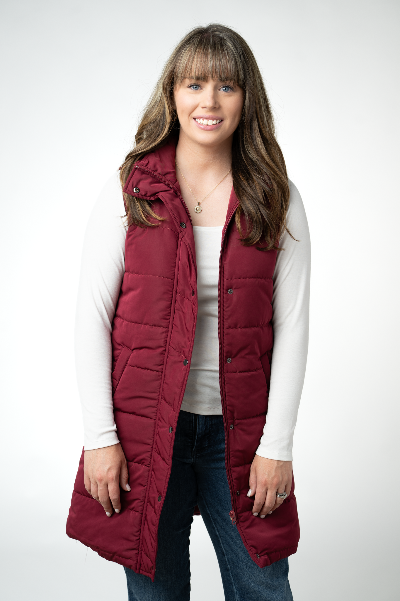 IN STOCK Harlow Long Vest - Burgundy by Michelle Mae