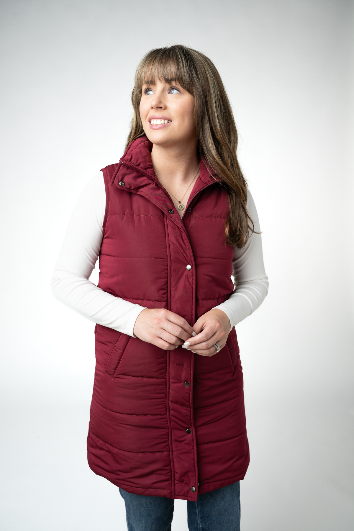 IN STOCK Harlow Long Vest - Burgundy by Michelle Mae