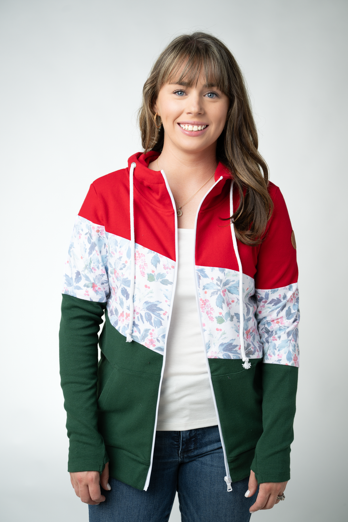 IN STOCK Colorblock Fullzip - Red, Winter Berry, Evergreen by Michelle Mae