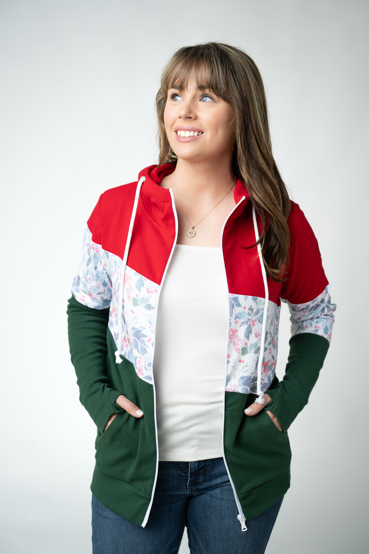 IN STOCK Colorblock Fullzip - Red, Winter Berry, Evergreen by Michelle Mae