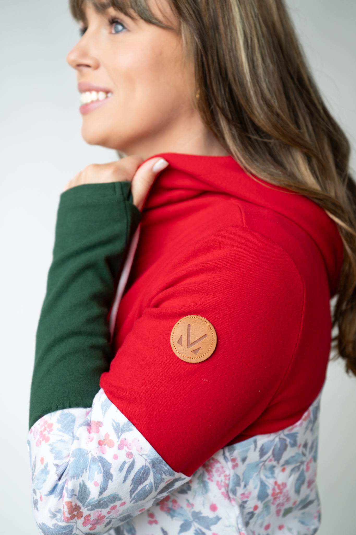 Colorblock Fullzip Hoodie Red Winter Berry Evergreen