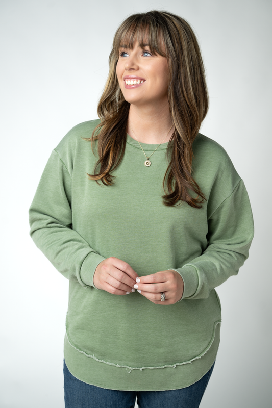 IN STOCK Vintage Wash Pullover - Olive by Michelle Mae