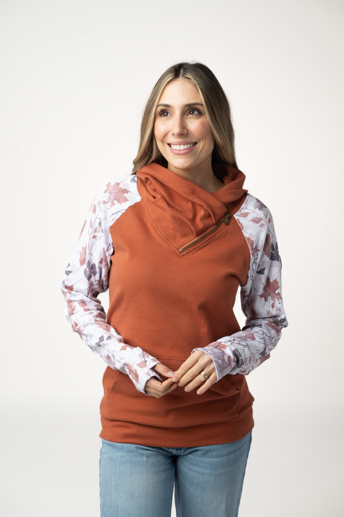 IN STOCK Classic Zoey ZipCowl Sweatshirt - Maple and Fall Foliage by Michelle Mae