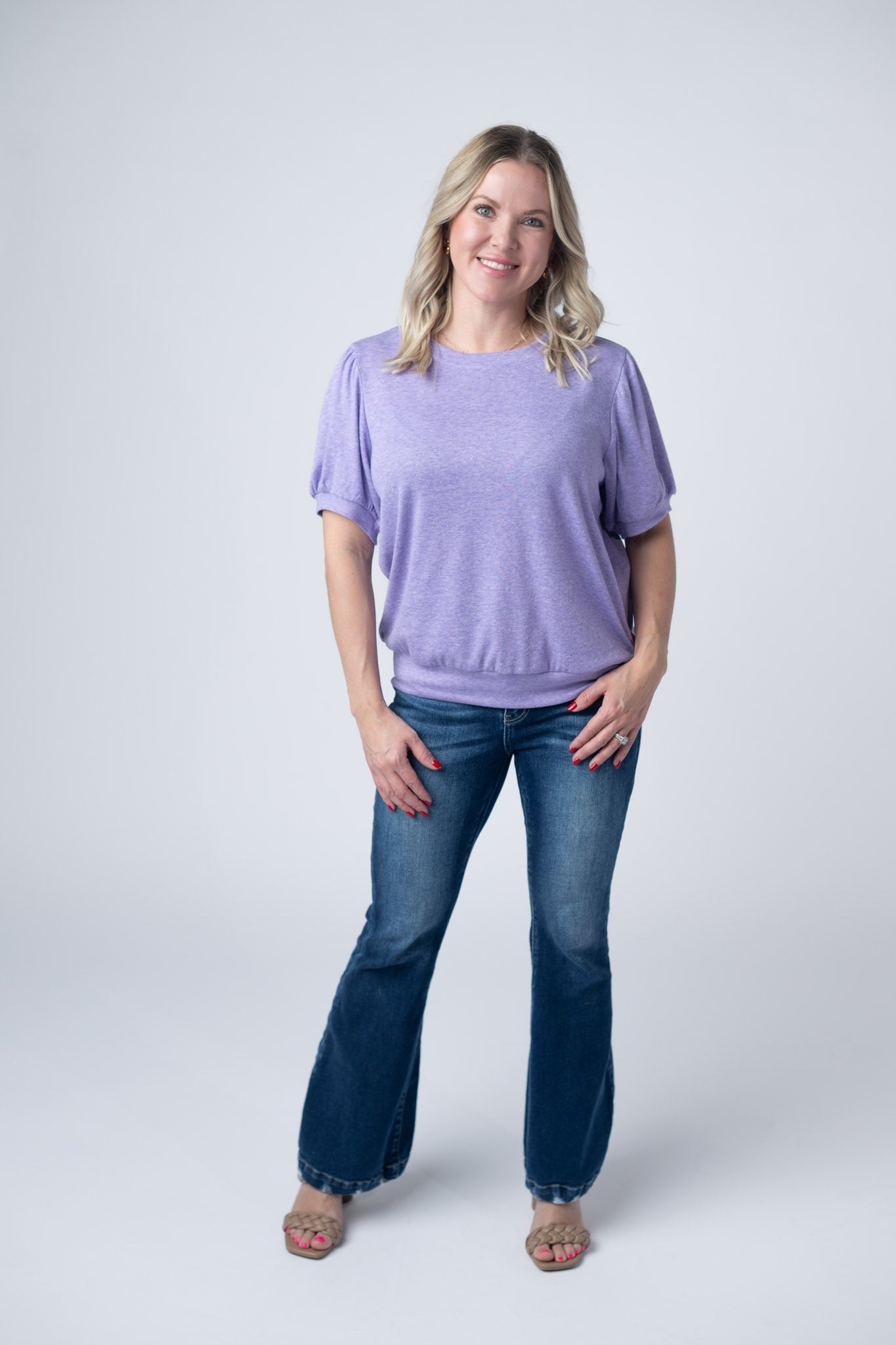IN STOCK Katie Cozy Top - Heathered Purple