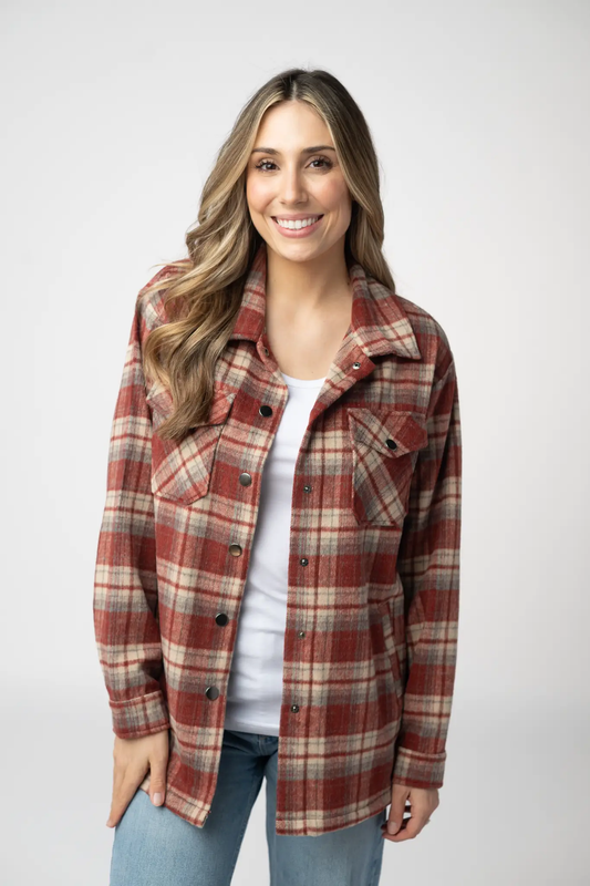 Norah Shacket - Brick Plaid by Michelle Mae