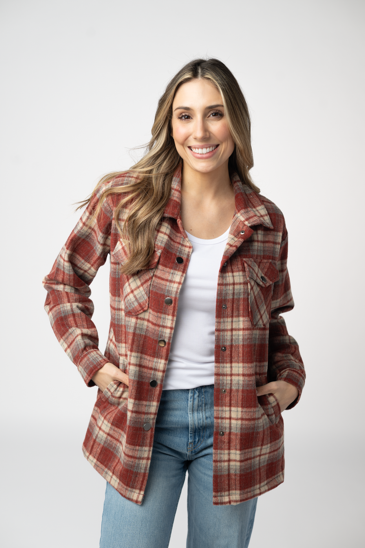 IN STOCK Norah Shacket - Brick Plaid by Michelle Mae